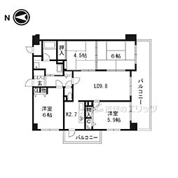 朝日プラザ伏見桂川 4LDKの間取図画像