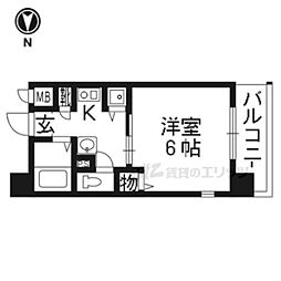 エステムコート京都河原町プレジール 1Kの間取図画像