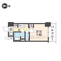 ファステート京都東寺フェイブ 1Kの間取図画像