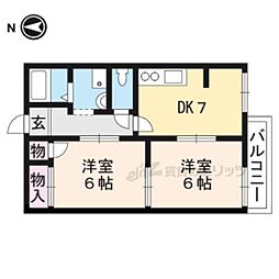 ハイツSQUARE 2DKの間取図画像