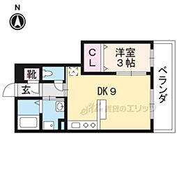 ルミエール京都 1DKの間取図画像