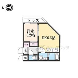 プールトゥジュール双ヶ岡 1DKの間取図画像