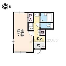 レオネクスト宇治壱番 1Kの間取図画像
