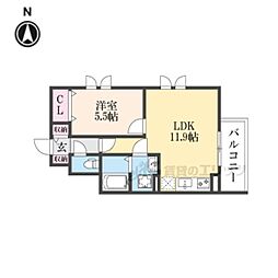 MOCXION桃山 1LDKの間取図画像