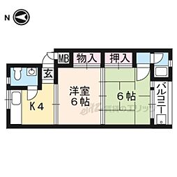 第一大北マンション 2Kの間取図画像