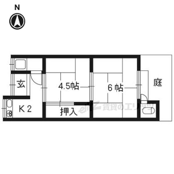 上田住宅 18｜京都府城陽市枇杷庄島ノ宮(賃貸アパート2K・1階・31.50㎡)の写真 その2