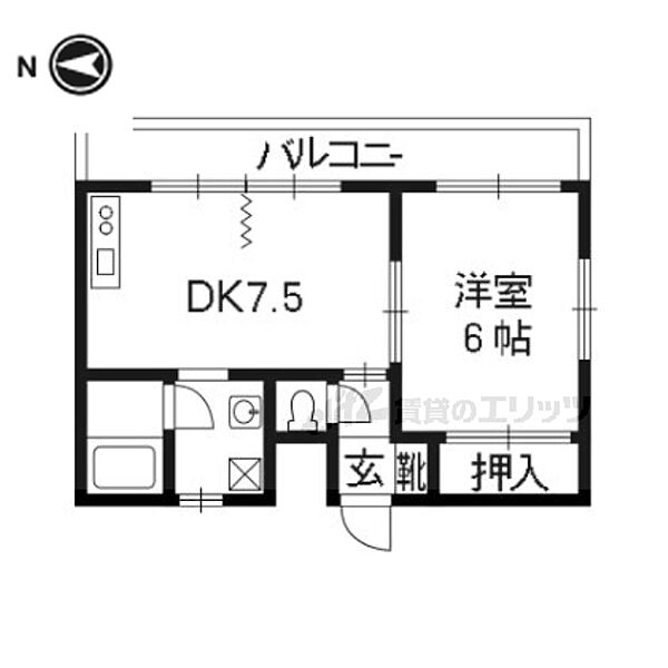 京都府京都市伏見区深草直違橋9丁目(賃貸マンション1DK・2階・30.89㎡)の写真 その2