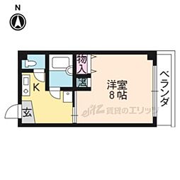 京都市営烏丸線 竹田駅 徒歩3分の賃貸マンション 3階1Kの間取り