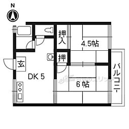 巽ハイツ 2DKの間取図画像