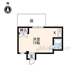 北川ビル 1階ワンルームの間取り