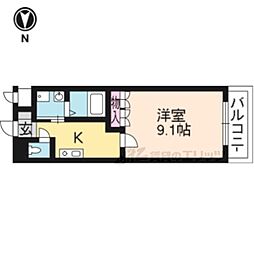 京都市営烏丸線 竹田駅 徒歩13分の賃貸マンション 1階1Kの間取り
