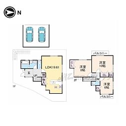 JR片町線(学研都市線) 大住駅 徒歩18分の賃貸一戸建て 2階3LDKの間取り