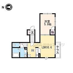 ヴァリエ久津川 1LDKの間取図画像