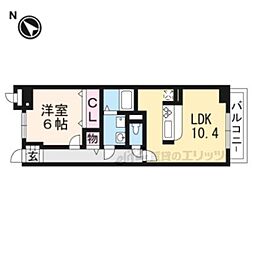 京都地下鉄東西線 椥辻駅 徒歩15分の賃貸マンション 3階1LDKの間取り