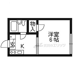 ハイツポーラニア 2階1Kの間取り