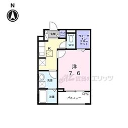カルム 新久 1Kの間取図画像