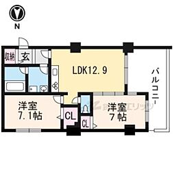 エバー・グリーン宇治 2LDKの間取図画像