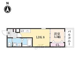 ジーメゾン伏見エルデ 1LDKの間取図画像