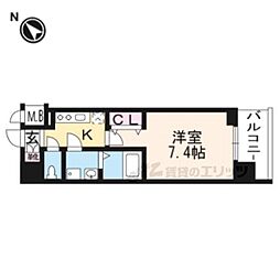 CRYSTALGLANZ京都西大路 1Kの間取図画像
