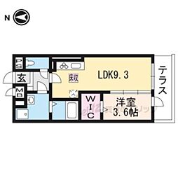 シンフォニー久津川 1LDKの間取図画像