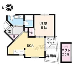 稲荷新風庵 1DKの間取図画像