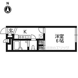 レオパレスセレーノ 1Kの間取図画像