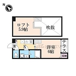 ハーモニーテラス淀新町II 1Kの間取図画像