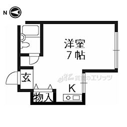 プレアール京都六地蔵 ワンルームの間取図画像