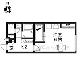 レオパレスサザンガーデン寺田2 1Kの間取図画像