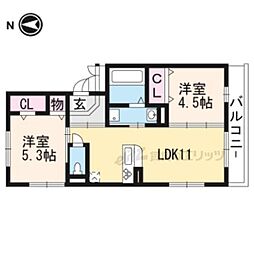 カーサルミノサドゥーエ 2LDKの間取図画像