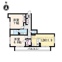 シャーメゾンシェーナ 2LDKの間取図画像
