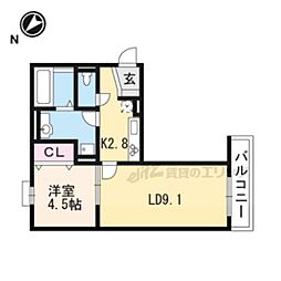 グラシア洛水 1LDKの間取図画像
