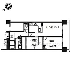 ユニライフ宇治琵琶 2LDKの間取図画像