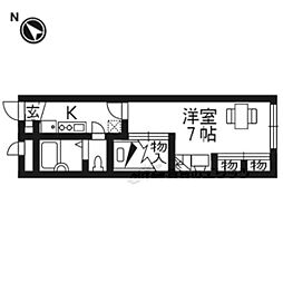 レオパレスクールドロータス 1Kの間取図画像