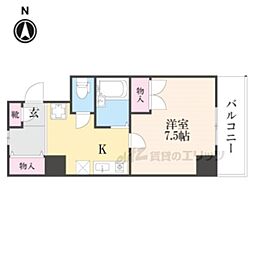 富士ラビット七条館 1Kの間取図画像