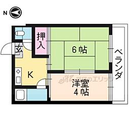 豊国住宅 2Kの間取図画像