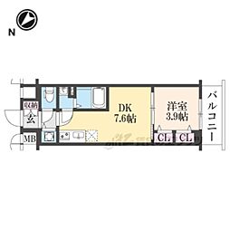 ベラジオレガシー葛野大路八条 1DKの間取図画像