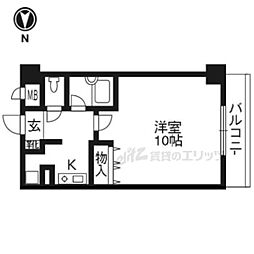 大晋メゾネ四条大宮 1Kの間取図画像