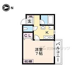 ネクストライフ桂駅 1Kの間取図画像