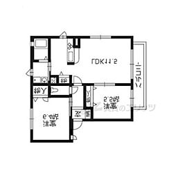 サントルモン中山C棟 2LDKの間取図画像