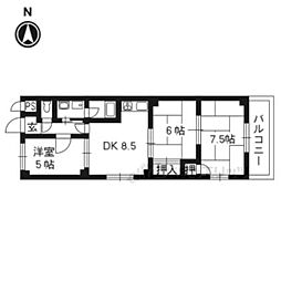 エクセル山崎 3DKの間取図画像