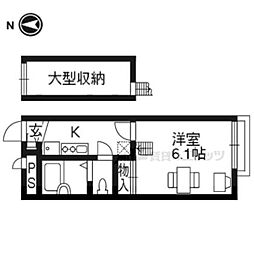 レオパレス紅雪北 1Kの間取図画像