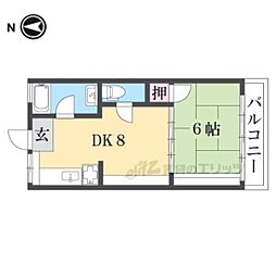 小池マンション北棟 1DKの間取図画像