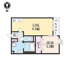 REGIES京都梅小路(レジエス京都梅小路) 1LDKの間取図画像