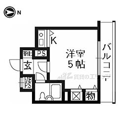 ライオンズマンション東洞院 ワンルームの間取図画像