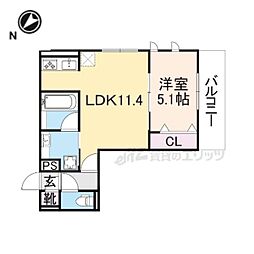 エトワール平安 1LDKの間取図画像