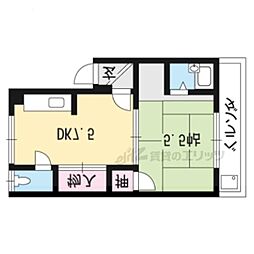 コーポサンミドロ 1DKの間取図画像