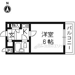 イスズベル京都伏見 1Kの間取図画像