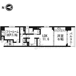 リーガル京都烏丸東 1LDKの間取図画像