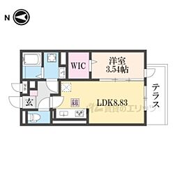 アイル京都宇治西 1LDKの間取図画像